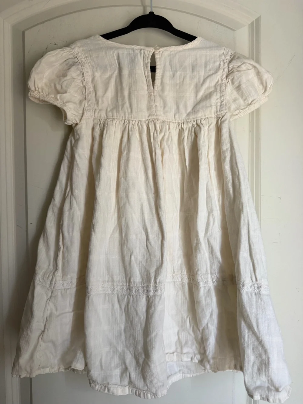 Old Navy Cream toddler girl Cotton Puff-Sleeve Girls Dress boho 5T neutral